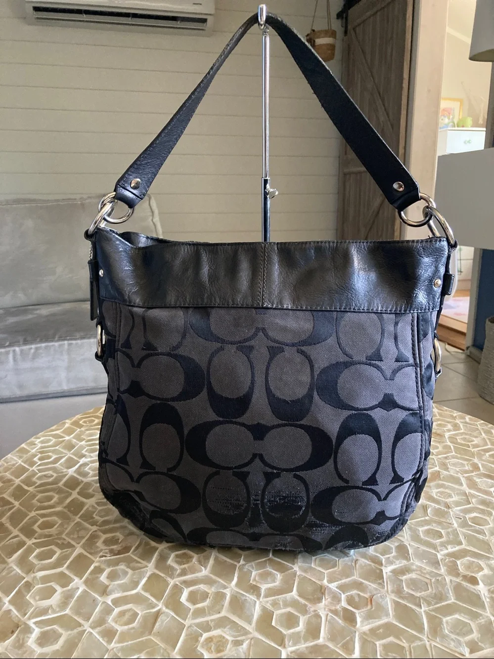 Coach Signature Zoe Vintage Hobo Signature Shoulder Bag